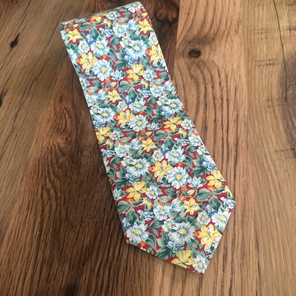 Burnham Ltd Beck Tie Spring Flowers Floral Neck Tie 100% Cotton